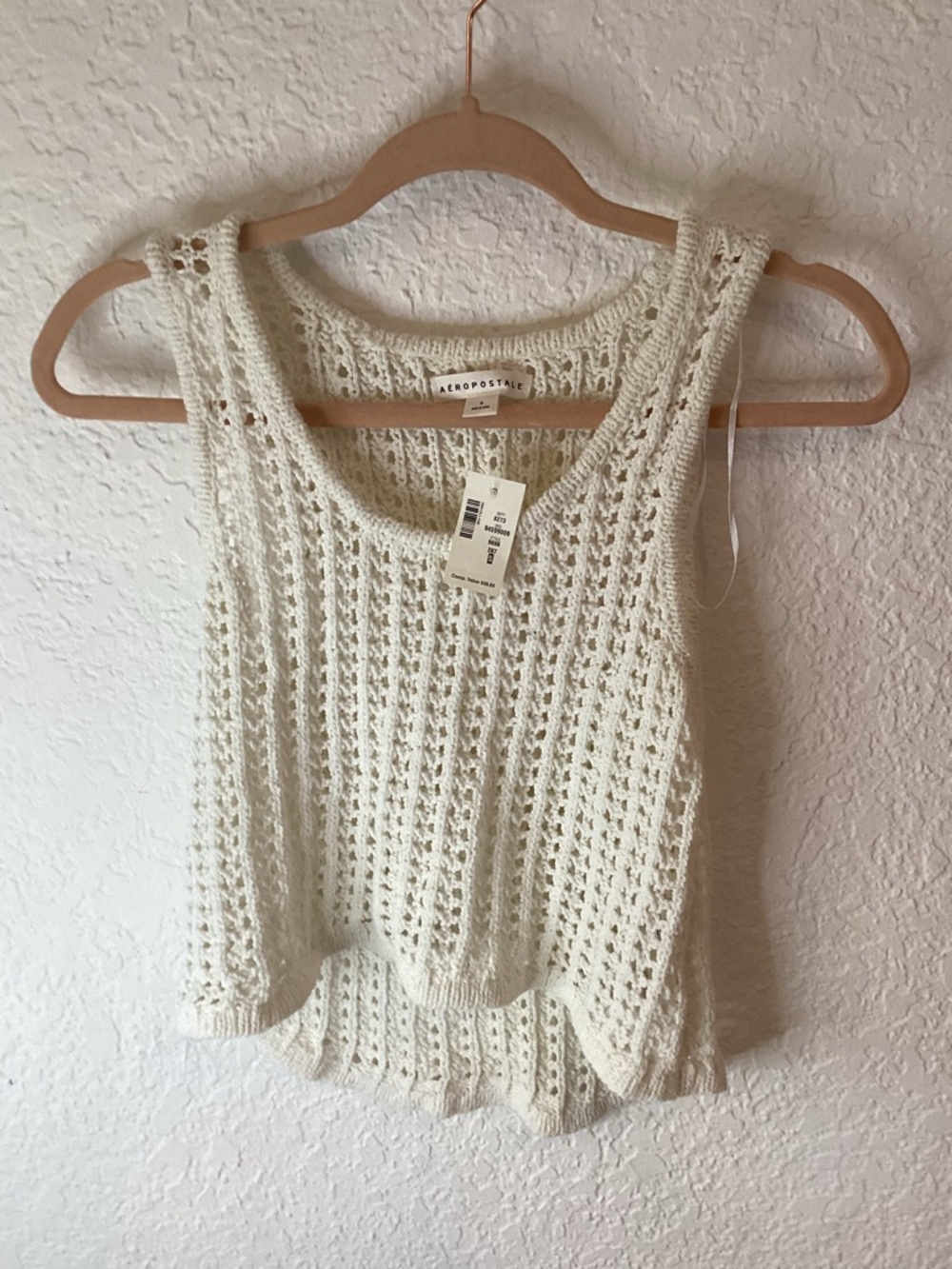 Aeropostale Ivory Crochet Knit Tank Top